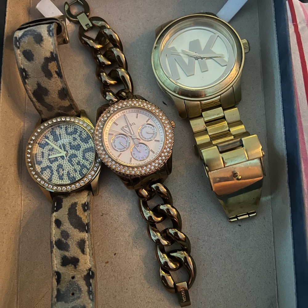 Michael Kors Gold and Leopard Women's Watch Trio